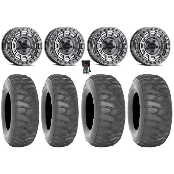 Method 415 Bdlk 15" Wheels Gr +38mm/+25mm 33" SS360 Tires Polaris RZR Turbo R & Pro R Ranger 1500 Xpedition