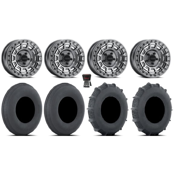 Method 415 Bdlk 15" Wheels Gr +38mm/+25mm 33" Sand SS Tires Polaris RZR Turbo R & Pro R Ranger 1500 Xpedition