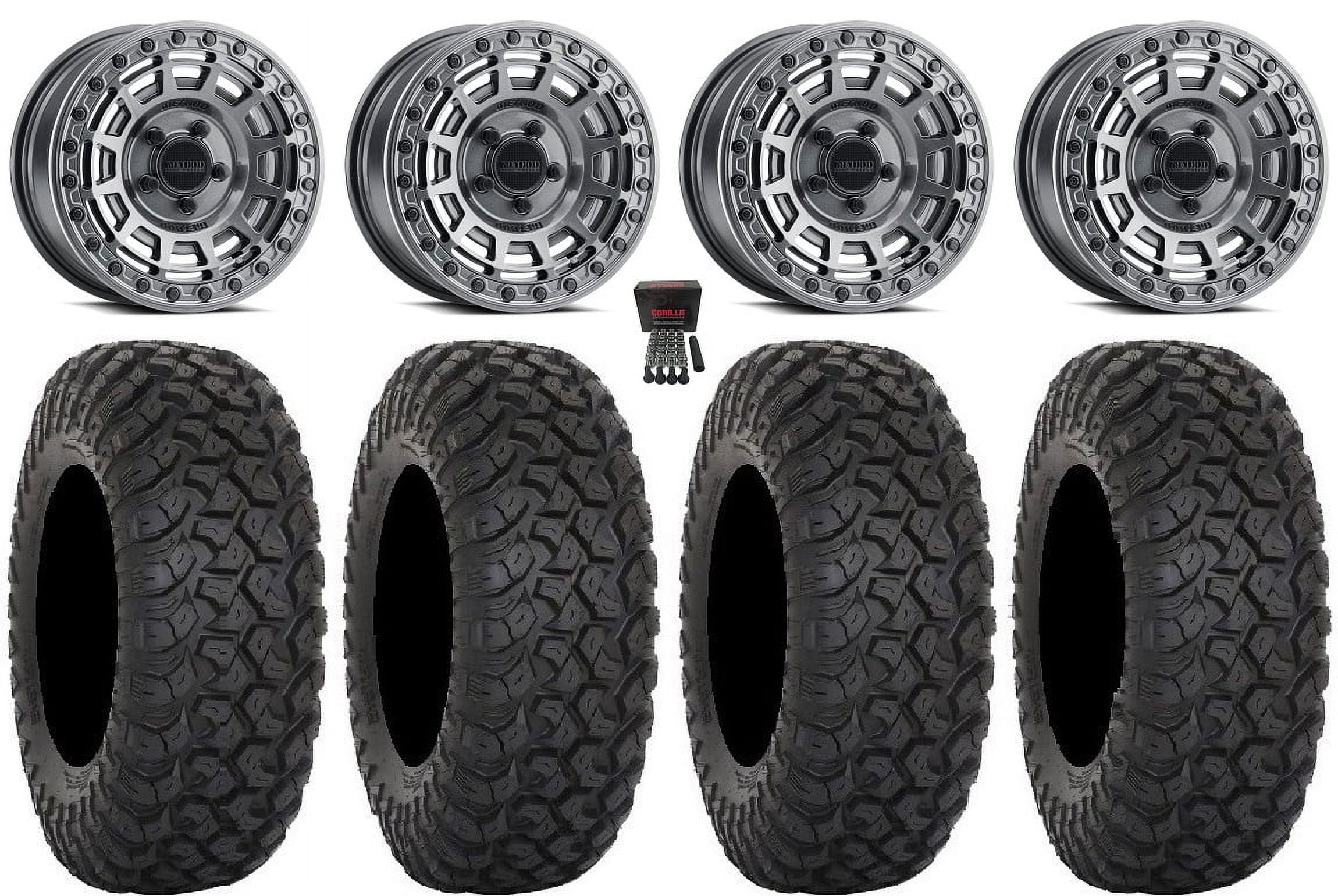 Method 415 Bdlk 15" Wheels Gr +38mm 35" RT320 Tires Polaris RZR Turbo R & Pro R Ranger 1500