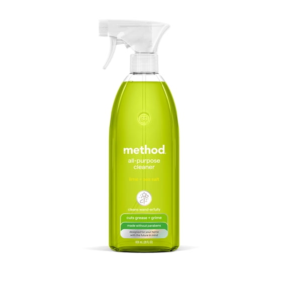 method All-Purpose Cleaner Spray, Lime + Sea Salt - Cuts Grease & Grime on Counters, Glass, Sealed Wood & Floors, for Kitchen & Bathroom, 28 fl oz