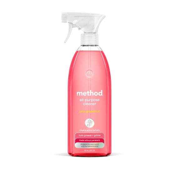 method All-Purpose Cleaner Spray, Pink Grapefruit - Cuts Grease & Grime on Counters, Glass, Sealed Wood & Floors, for Kitchen & Bathroom, 28 fl oz