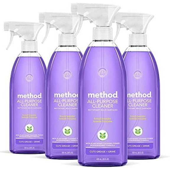 Method All-Purpose Cleaner French Lavender - Plant-Based, Biodegradable Spray - 4 Pack, 28 fl oz