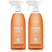 Method All-Purpose Cleaner Spray, Plant-Based And Biodegradable Formula Perfect For Most Counters, Tiles, Stone, And More, Clementine Scent, 828 Ml Spray Bottles, 2 Pack, Packaging May Vary