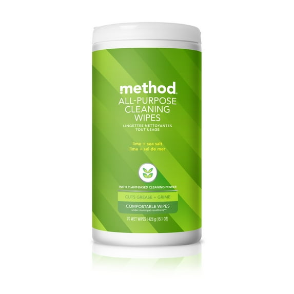 Method All-Purpose Cleaning Wipes, Lime + Sea Salt, 70 Count