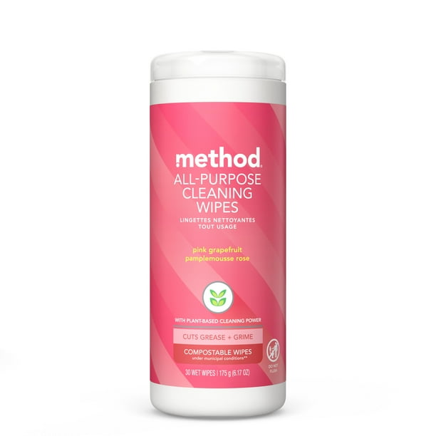 Method AllPurpose Cleaning Wipes, Pink Grapefruit, 30 Count