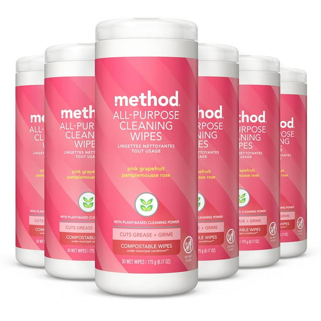 Method AllPurpose Cleaning Wipes, Pink Grapefruit, MultiSurface