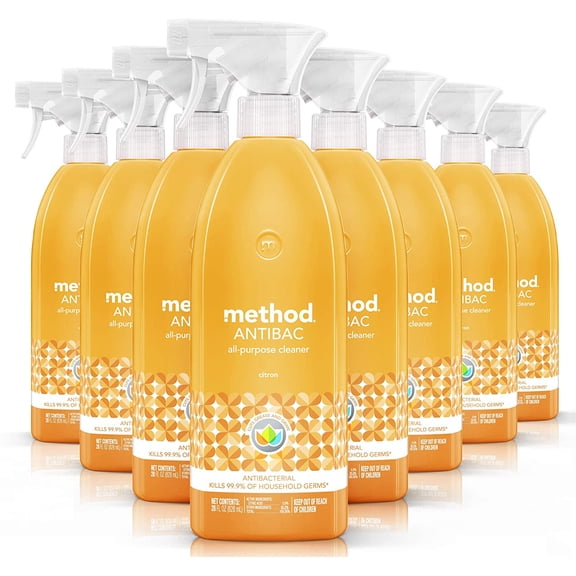 Method Method Antibacterial Spray, Citron Scent, 28 oz Plastic Bottle, 8/Carton 01743CT