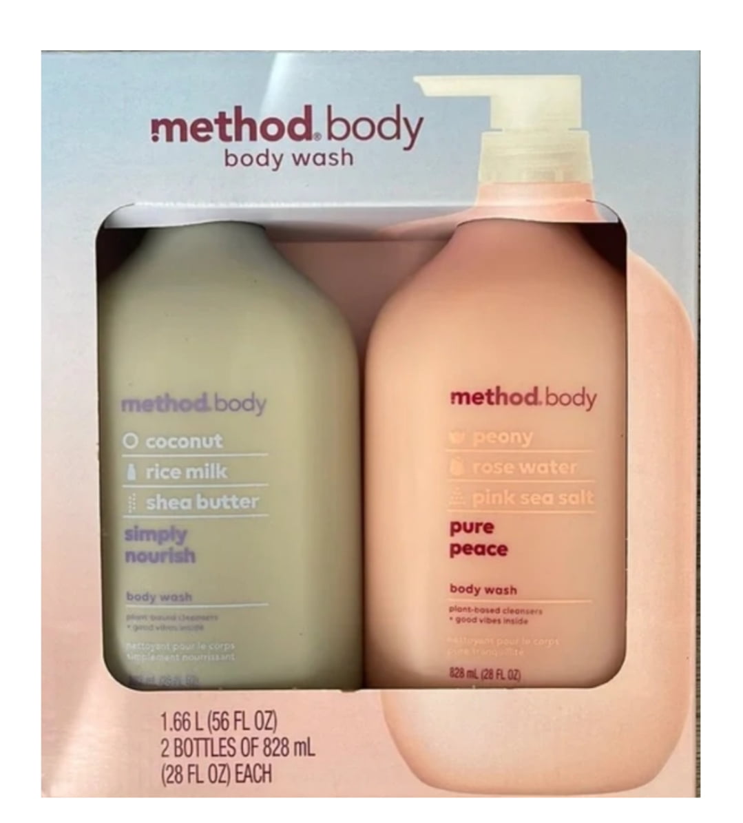 Method Body Body Wash 2 Pack Simply Nourish and Pure Peace 28 fl oz each