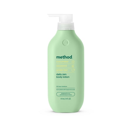 method Body Lotion, Daily Zen- 24hr Moisture, with Hyaluronic Acid & Shea Butter, Made without Parabens, Cucumber, Seaweed & Green Tea Notes, 14 fl oz