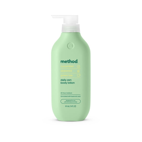 method Body Lotion, Daily Zen- 24hr Moisture, with Hyaluronic Acid & Shea Butter, Made without Parabens, Cucumber, Seaweed & Green Tea Notes, 14 fl oz