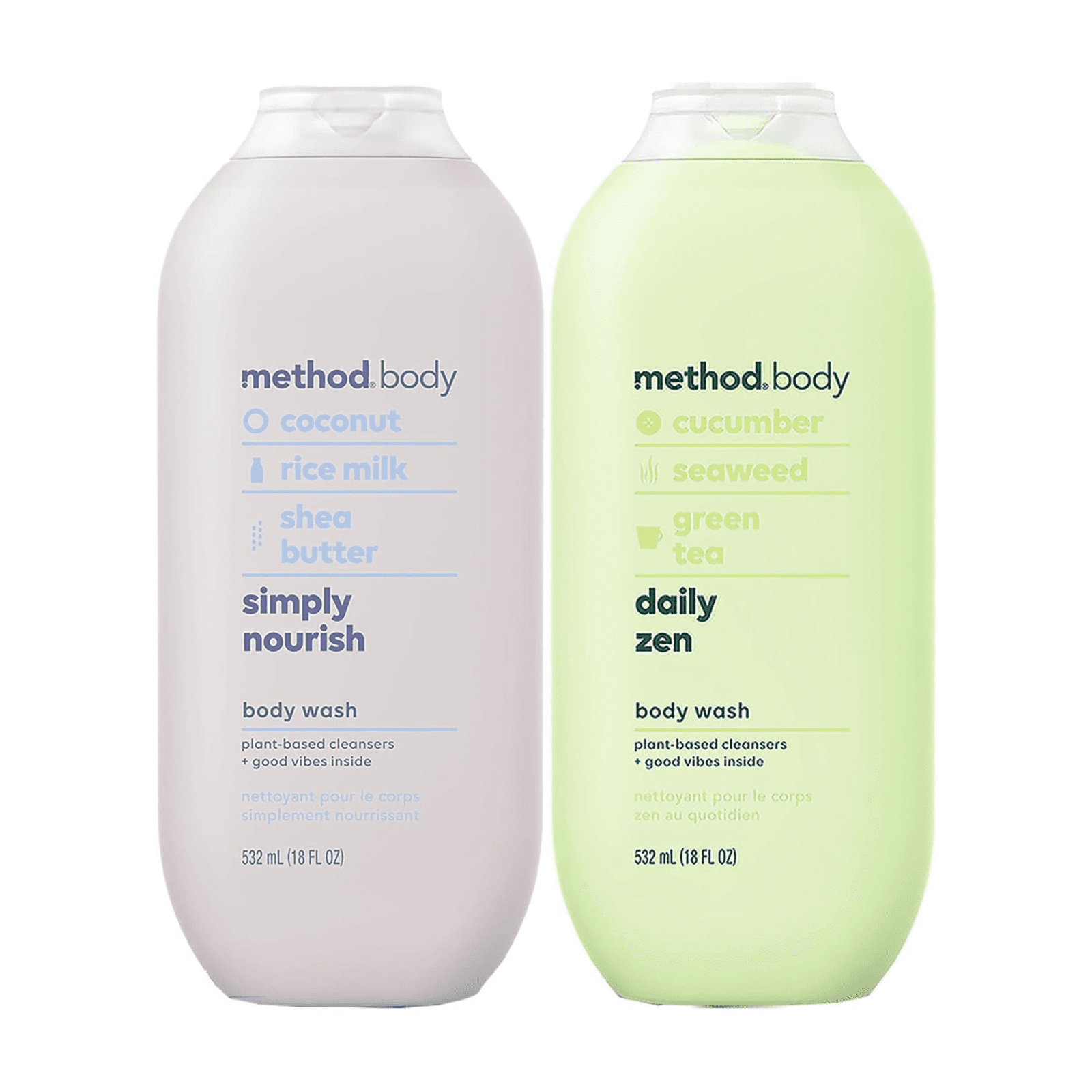 Method Body Wash 2 Scent Variety Pack, 1 Simply Nourish, 1 Daily Zen, 18 oz Each (Variety Pack)