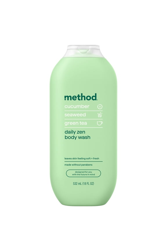Body Wash, Daily Zen - Leaves Skin Feeling Soft & Moisturized, Made Without Parabens, Notes of Cucumber, Seaweed & Green Tea, 18 fl oz