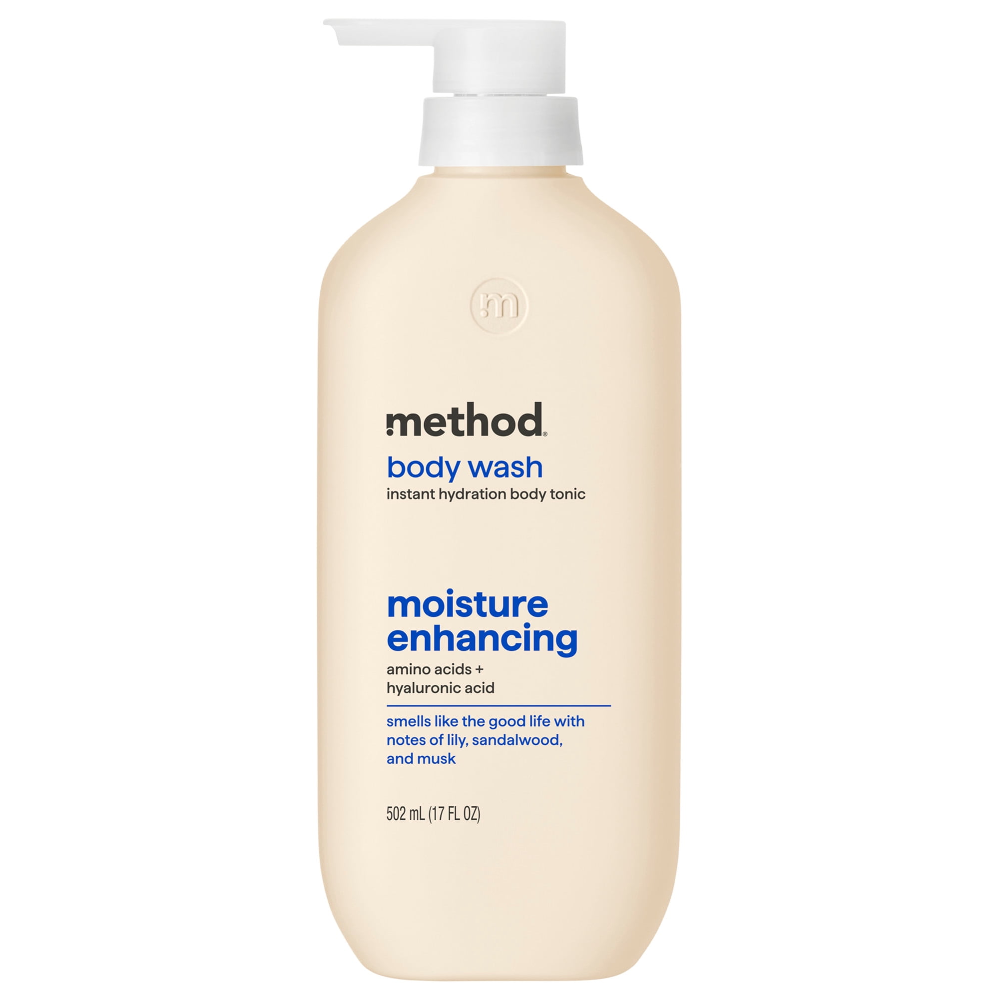 method body wash tonic, moisture enhancing, amino acids + hyaluronic acid - lily, sandalwood, and musk​, 17 fl oz