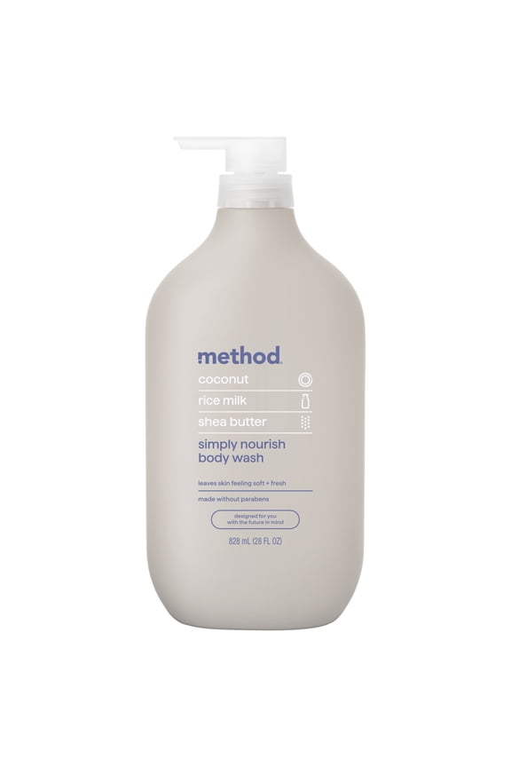 Body Wash, Simply Nourish - Leaves Skin Feeling Soft & Moisturized, Made Without Parabens, Notes of Coconut, Rice Milk & Shea Butter, 28 Fl Oz