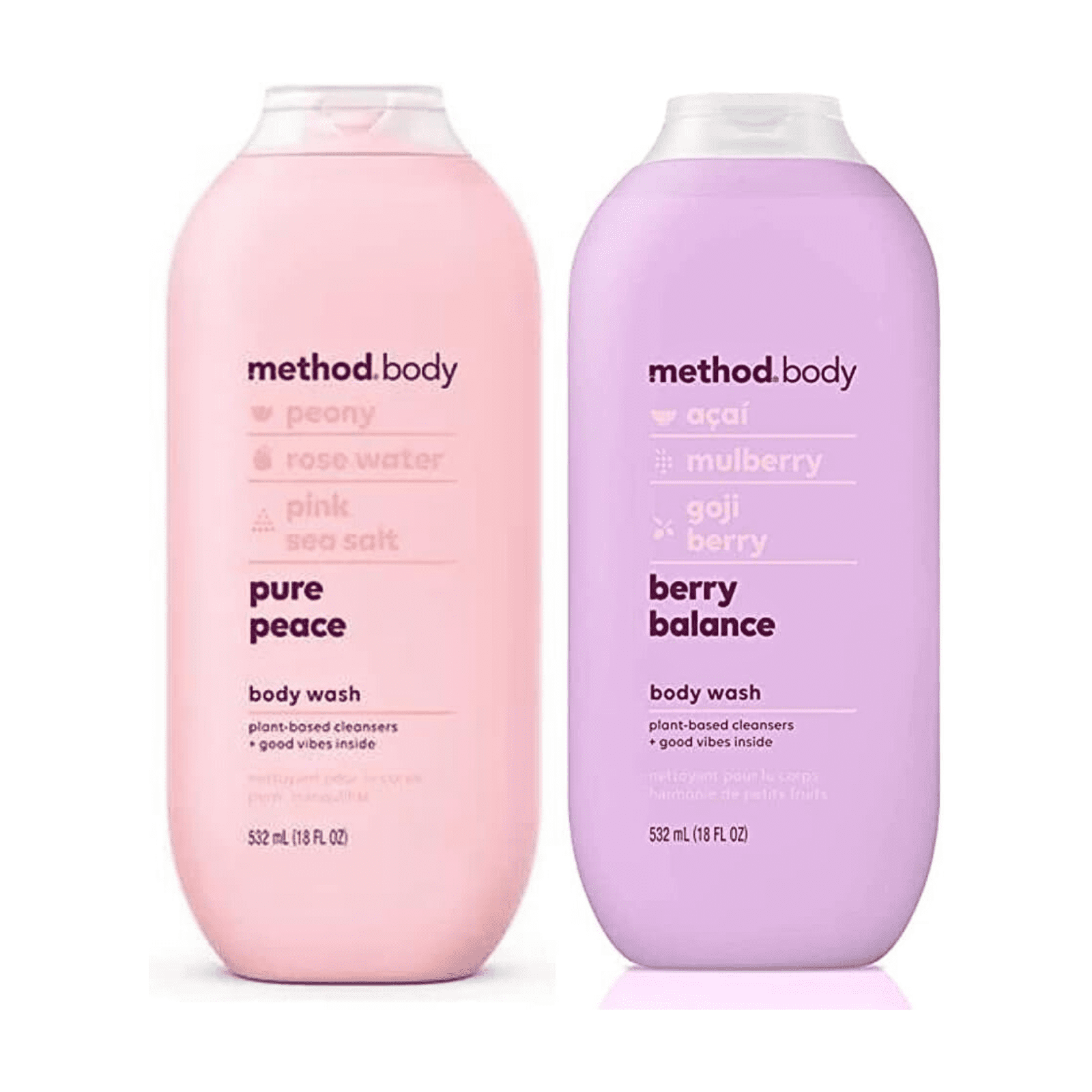 Method Body Wash Variety, 1 Pure Peace, 1 Berry Balance, 18 OZ Each, 1 CT