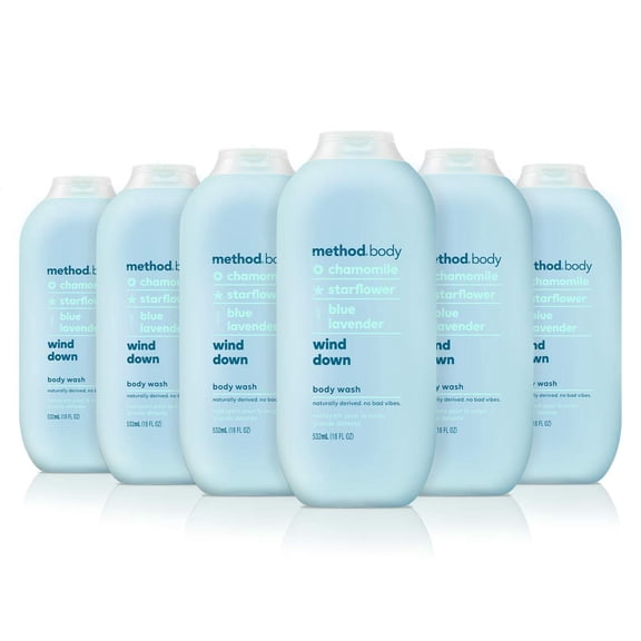 Method Body Wash, Wind VTF5&nbsp;Down, 18 oz, 6 pack, Packaging May Vary