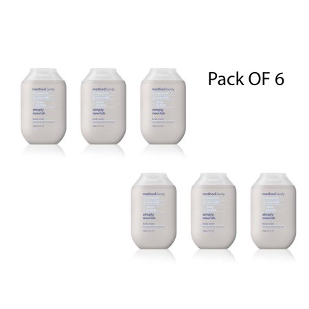 Method Coconut Simply Nourish Body Wash 3.4 Fl Oz Travel Size (Pack OF 6)