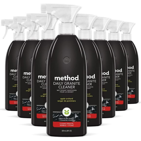 Method Daily Granite Cleaner Spray, Apple Orchard, Plant-Based Cleaning Agent for Granite, Marble, and Other Sealed Stone, 28 fl oz Spray Bottles Pack of 8