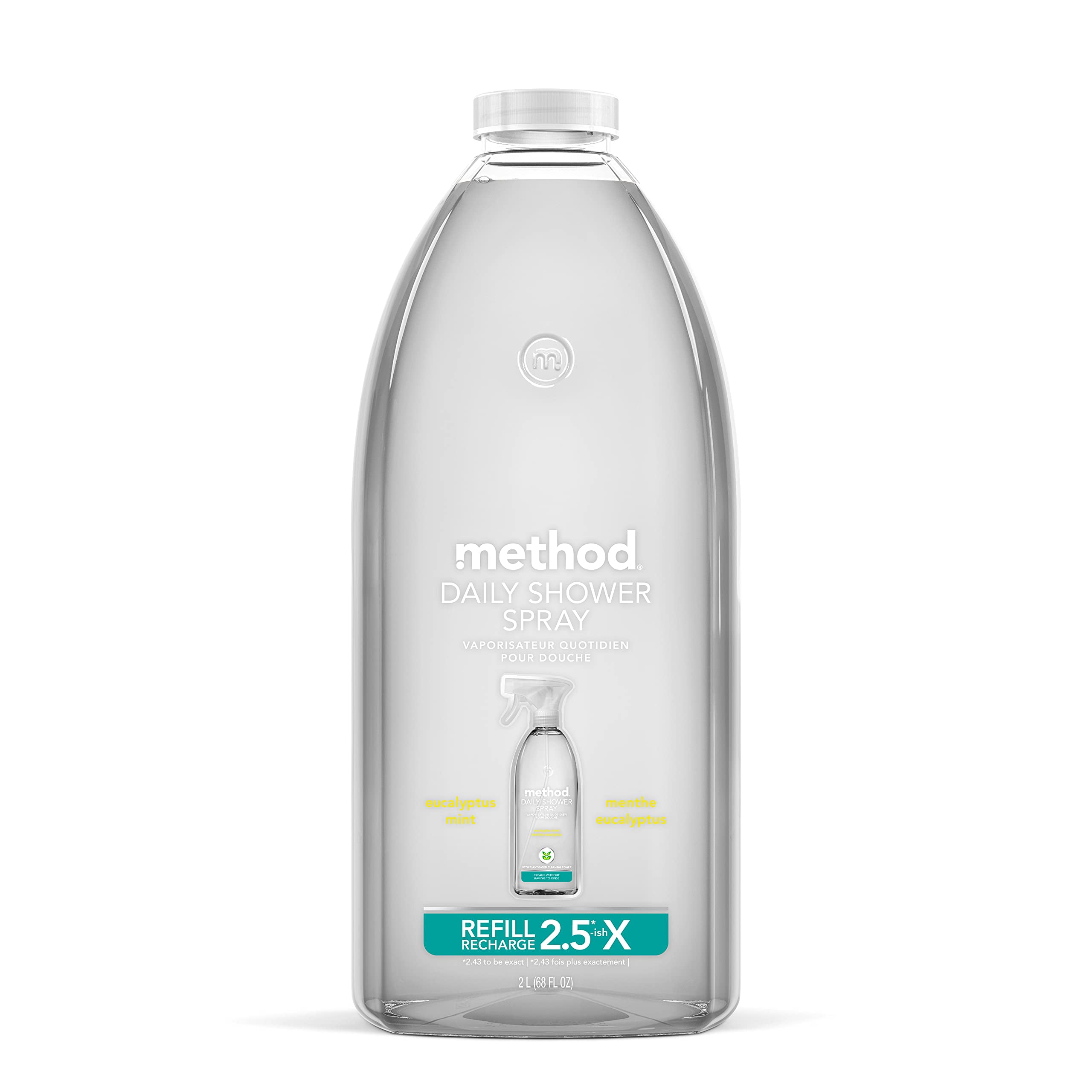 Method Daily Shower Cleaner Refill, Eucalyptus Mint, For Showers, Tile, Fixtures, Glass And Tubs, 68 Fl Oz (Pack Of 1)