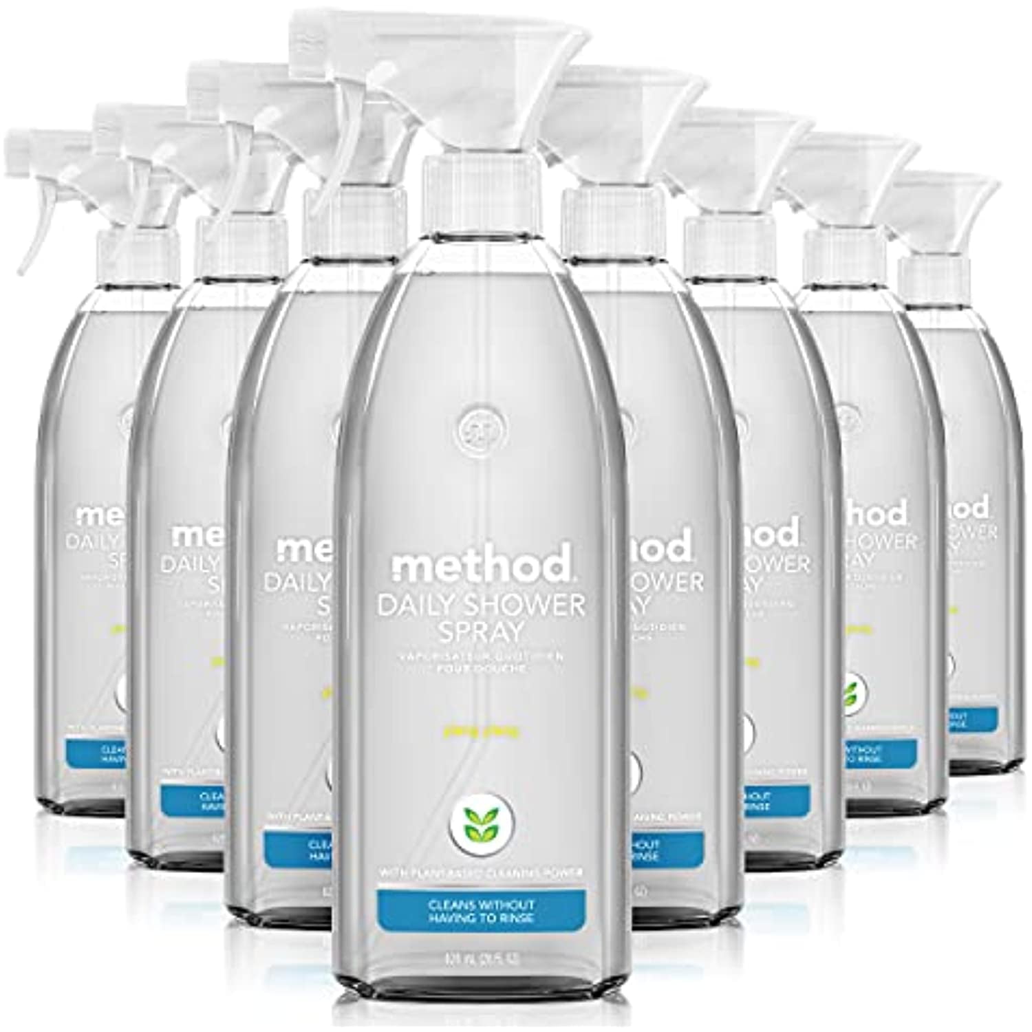 Method Daily Shower Cleaner Spray, Plant-Based & Biodegradable Formula, Spray And Walk Away - No Scrubbing Necessary, Ylang Ylang Scent, 828 Ml Spray Bottles, 8 Pack, Packaging May Vary