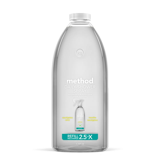 Method Daily Shower Spray Cleaner Refill for Everyday Bathroom Tile, Eucalyptus Mint, 68 Ounce