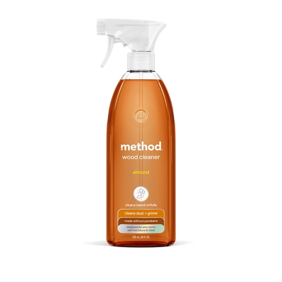 method Daily Wood Cleaner Spray, Almond - Cleans Dust from Furniture, Tables, Desks, Cabinets & More, No Oily Residue, 28 fl oz