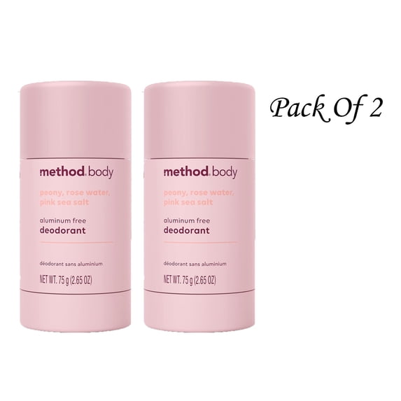 Method Deodorant, Pure Peace, Aluminum Free, 12 Hour Protection, 2.65 oz (Pack of 2)