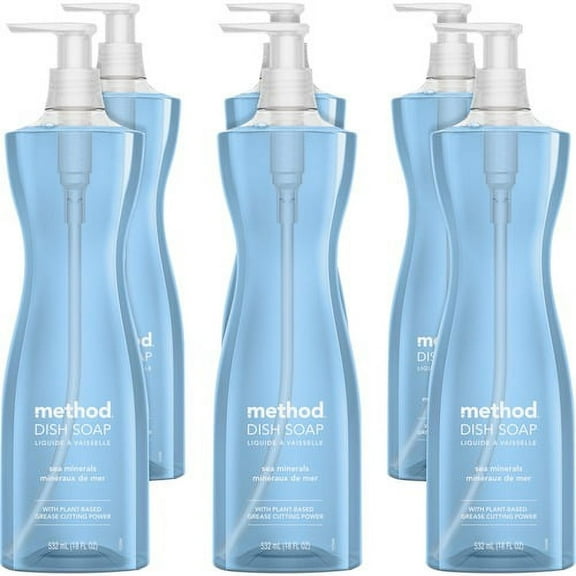 Method Dish Soap - 18 fl oz (0.6 quart) - Sea Mineral ScentBottle - 6 / Carton - Light Blue