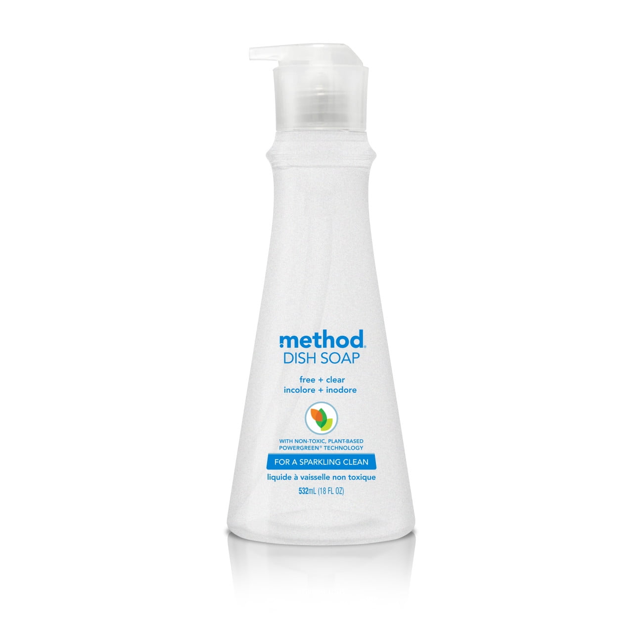Method Dish Soap, Free + Clear, 18 Ounces