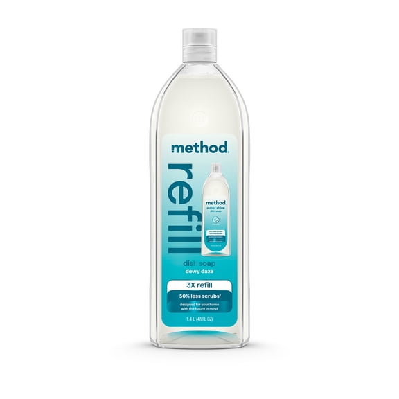 Method Super Shine Liquid Dish Soap Refill, Powered by Enzymes, Dewy Daze Scented, 48 fl fl oz