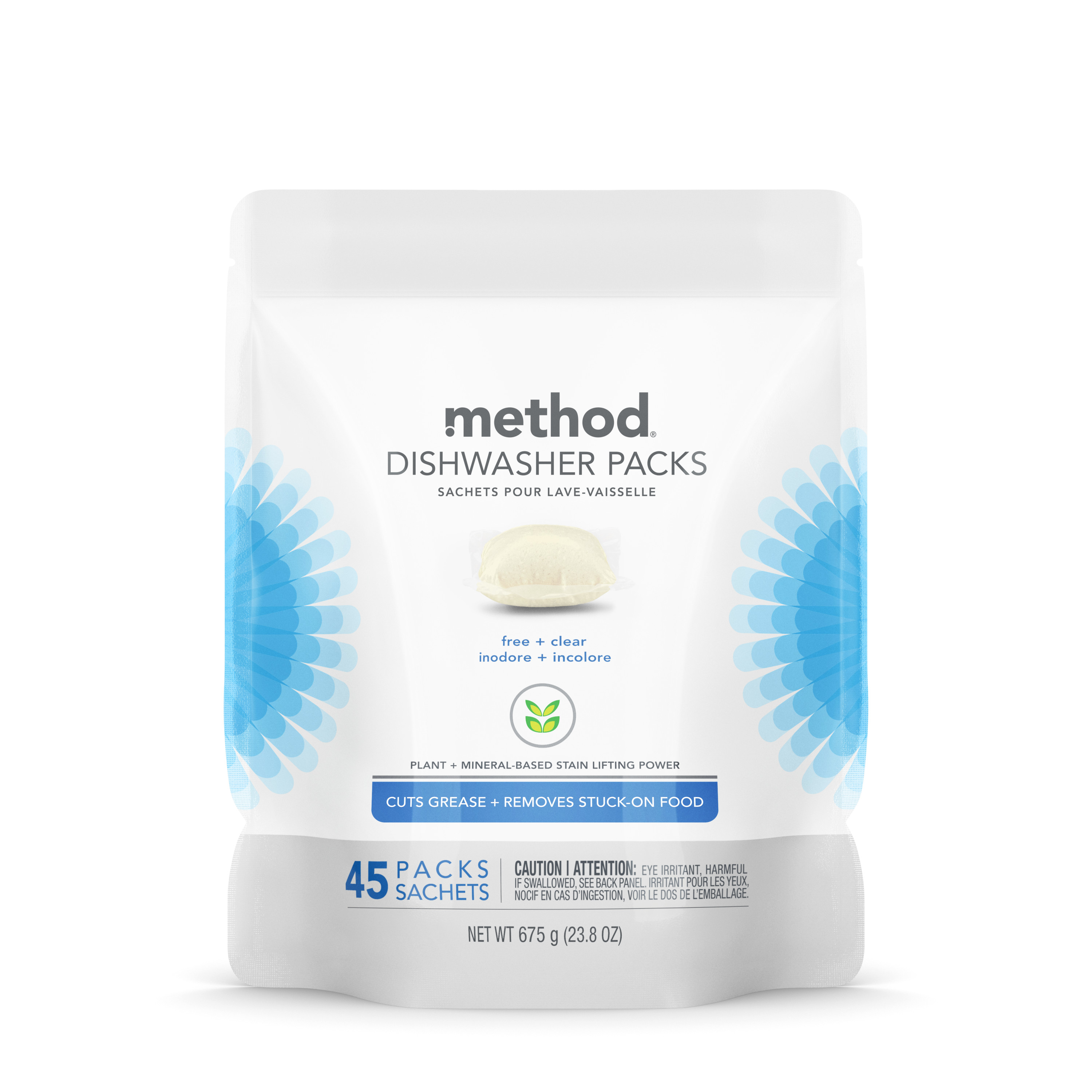 Method Dishwasher Detergent Packs, Free + Clear, 45 count