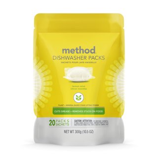 method  heavy duty dishwasher packs, free + clear, 46ct