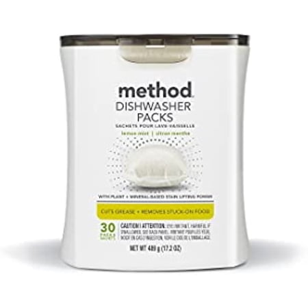 Method Dishwasher Detergent Packs, Lemon Mint, 30 Count