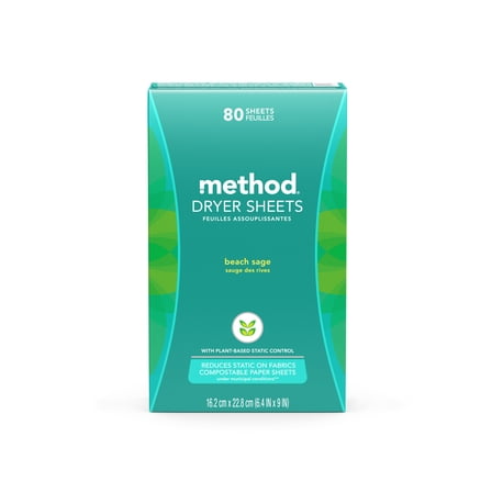 Method Dryer Sheets, Beach Sage, 80 Sheets