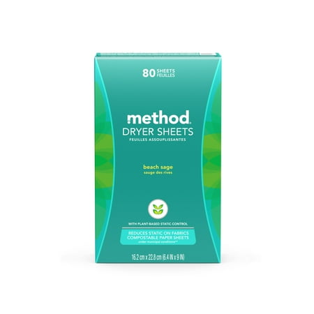 Method Dryer Sheets, Beach Sage, 80 Sheets