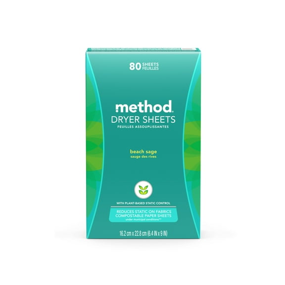 Method Dryer Sheets, Beach Sage, 80 Sheets