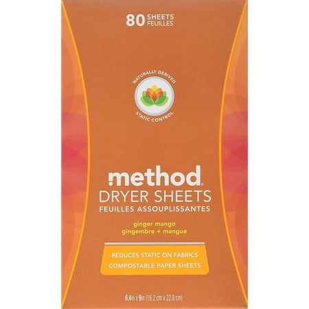 Method Dryer Sheets Ginger Mango 80 Sheets Pack of 2