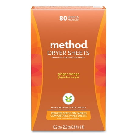 Method Dryer Sheets, Ginger Mango, 80 Sheets