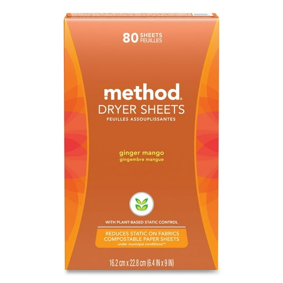 Method Dryer Sheets, Ginger Mango, 80 Sheets