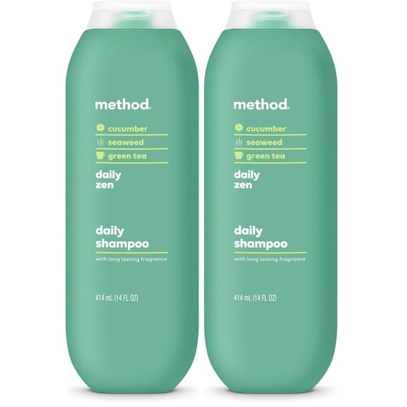 Method Everyday Shampoo, Daily Zen with Cucumber, Green Tea, and Seaweed Scent Notes, Paraben and Sulfate Free, 14 oz (Pack of 2)