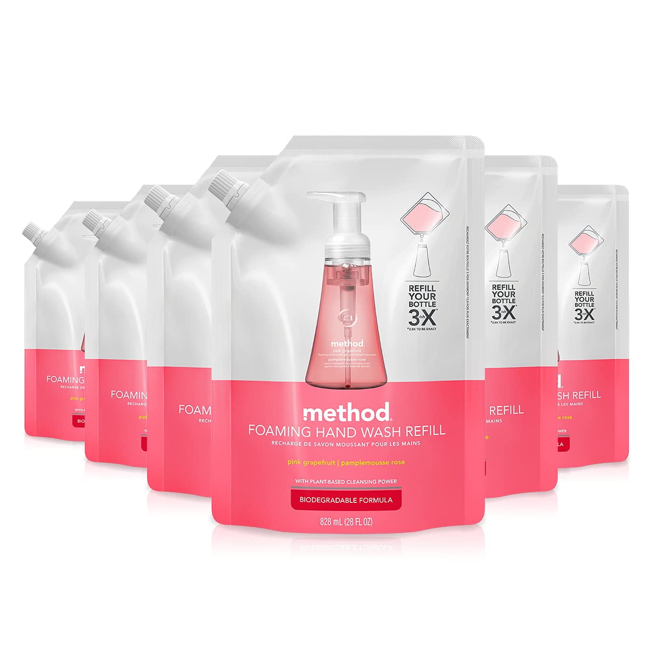 Method Foaming Hand Soap Refill, Pink Grapefruit, Packaging May Vary, 28 Oz Pack Of 6)