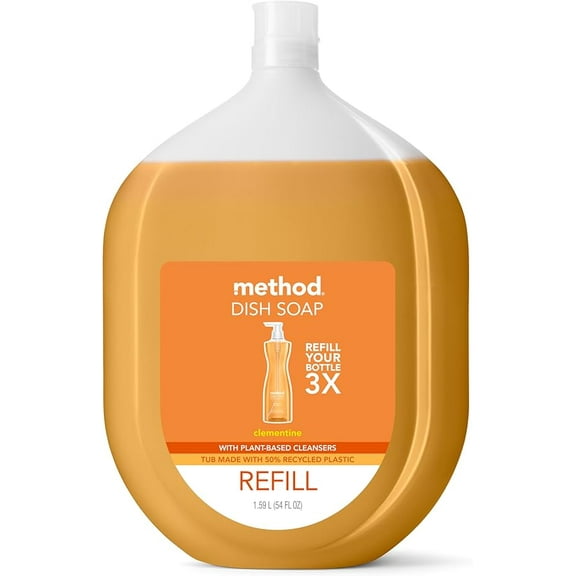 Method Gel Dish Soap, Refill, Clementine, Recylable Bottle, Biodegradable formula, 54 Fl Oz (Pack of 1)