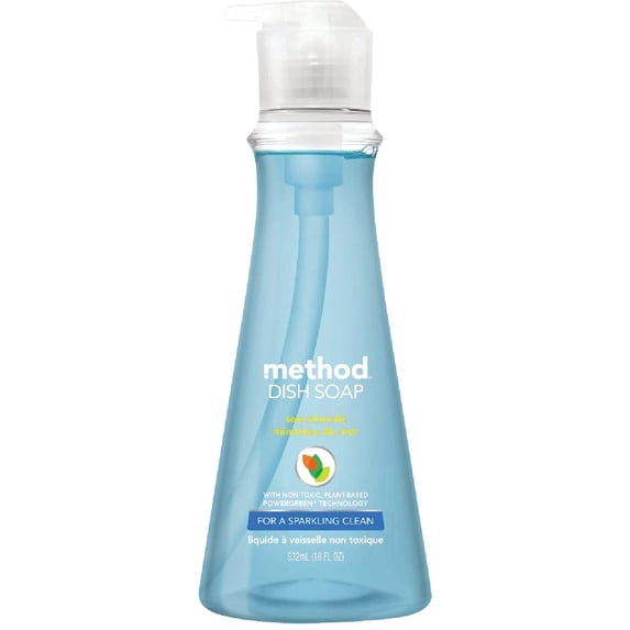 Method Gel Dish Soap, Sea Minerals, Biodegradable Formula, Tough on Grease, 18 Fl Oz — Residential Use, Standard Application