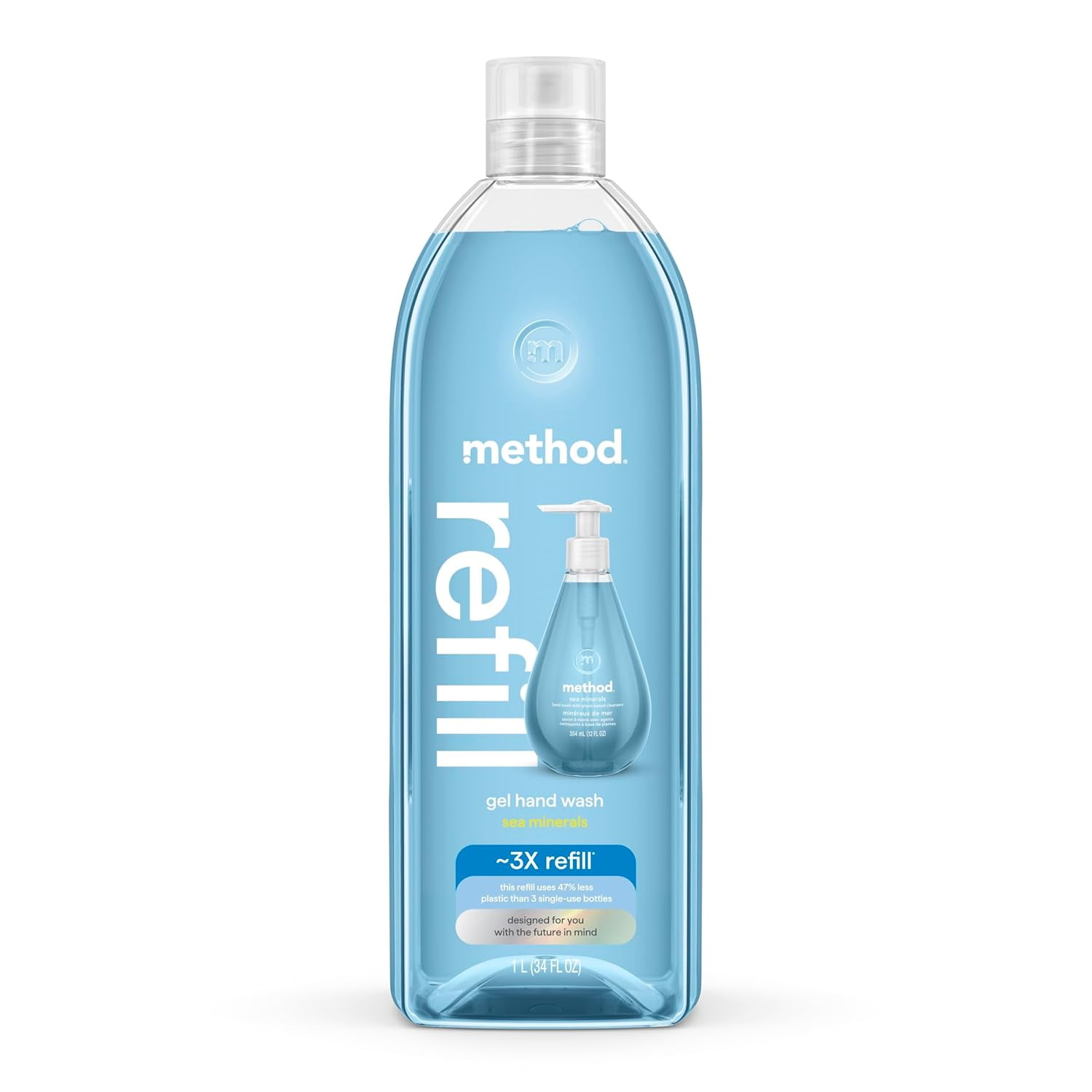 Method Gel Hand Soap Refill, Sea Minerals, Biodegradable Formula, 34 Fl Oz (Pack of 1) (Packaging May Vary)