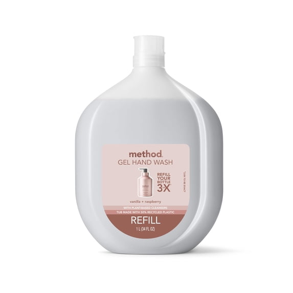 Method Gel Hand Soap Refill, Vanilla + Raspberry, Biodegradable Formula, 34 Fl Oz (Pack of 1) C6