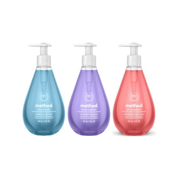 Method Gel Hand Soap Variety, French Lavender, Sea Minerals, Pink Grapefruit, 12 oz each (Variety Pack)