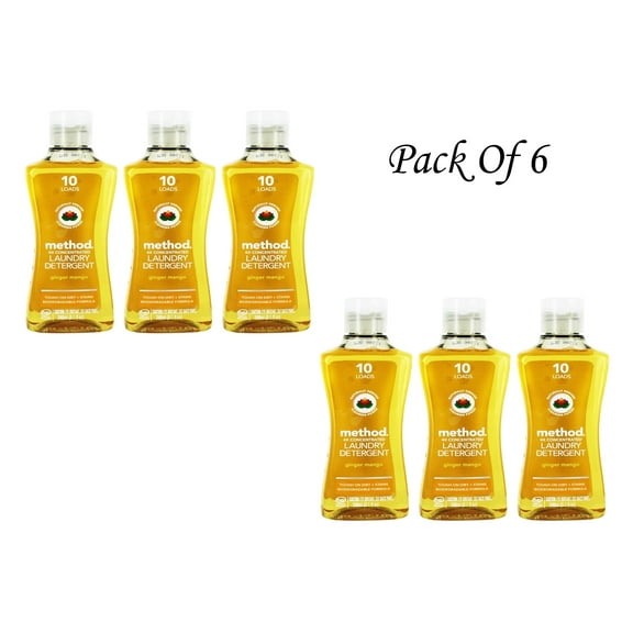 Method Laundry Detergent Ginger Mango or Fresh Air 8.1 FL OZ NEW (Pack Of 6) 60 Total Loads