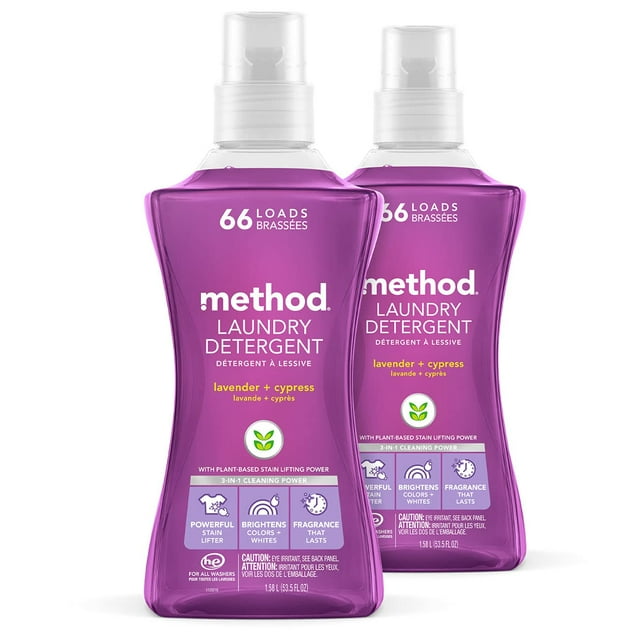Method Laundry Detergent, Lavender + Cypress, 53.5 ounces, 66 loads, 2