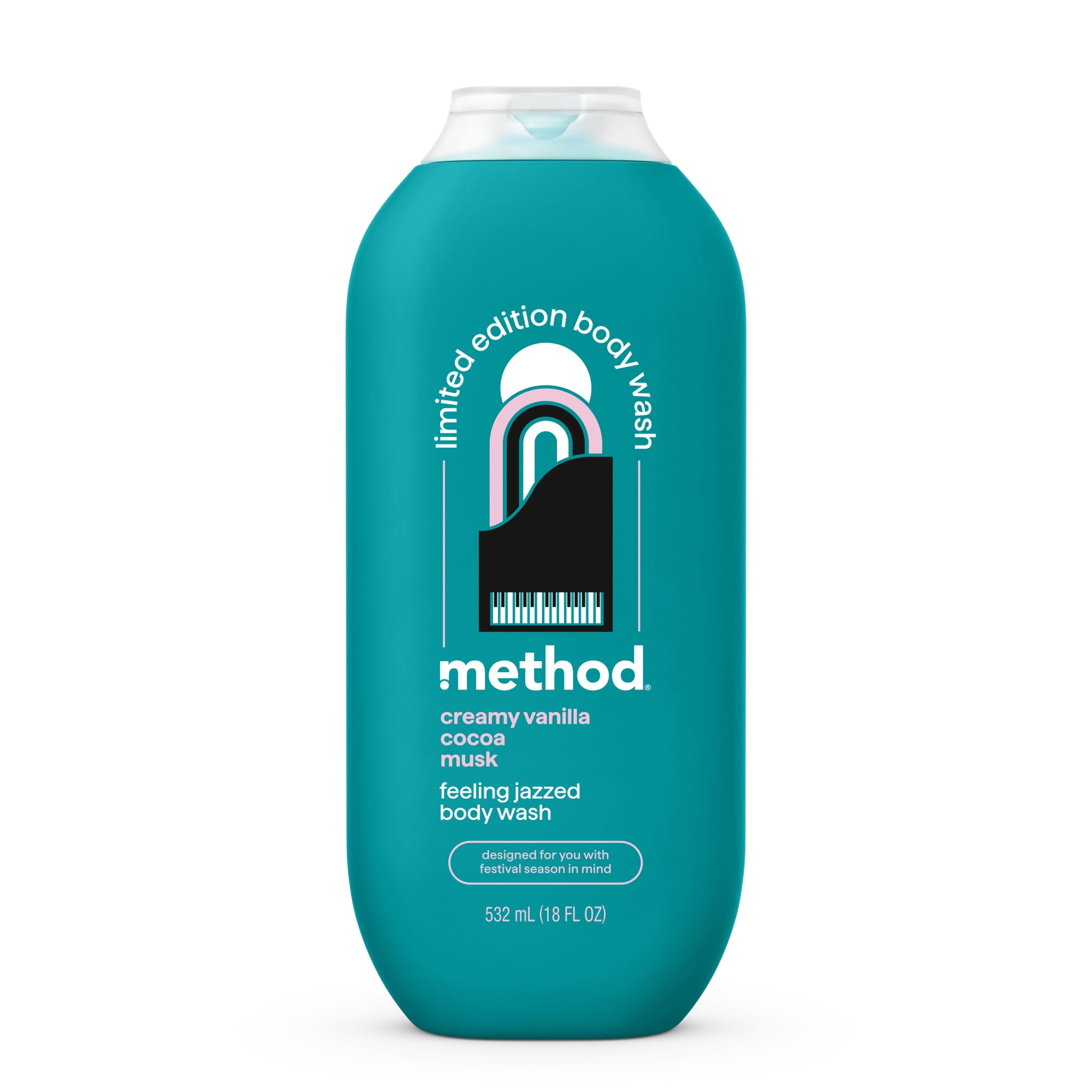 Method Limited Edition Body Wash, Feeling Jazzed with notes of Creamy Vanilla, Cocoa, and Musk, 18oz