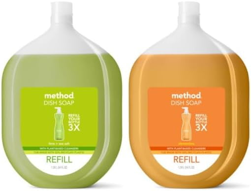 Method Liquid Dish Soap Variety Pack, 1 Lime + Sea Salt, 1 Clementine, 54 oz Each, 2 CT
